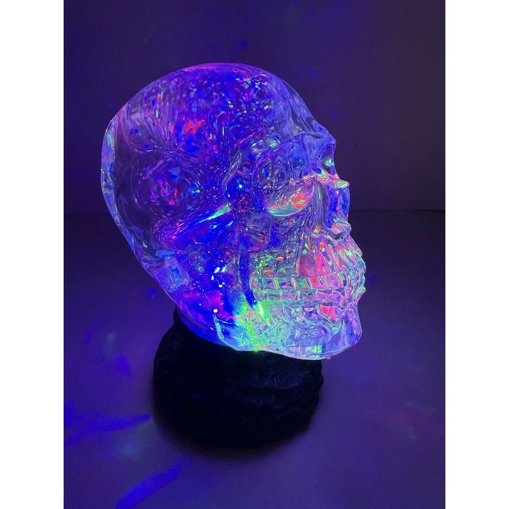 Halloween Crystal Skull LED Lighted Globe. Automatic Glitter Light Display Video